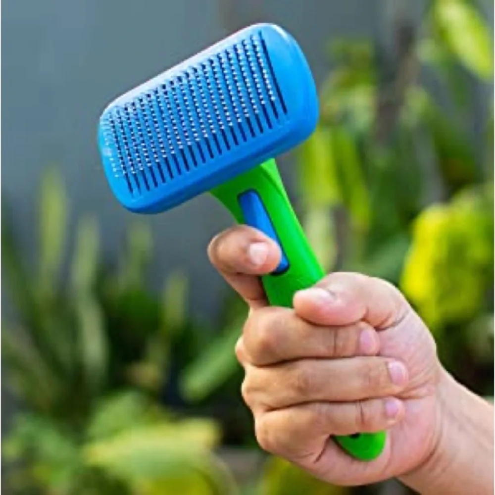 PetLovers EzSlicker Brush - Self Cleaning Dog and Cat Hair Brush